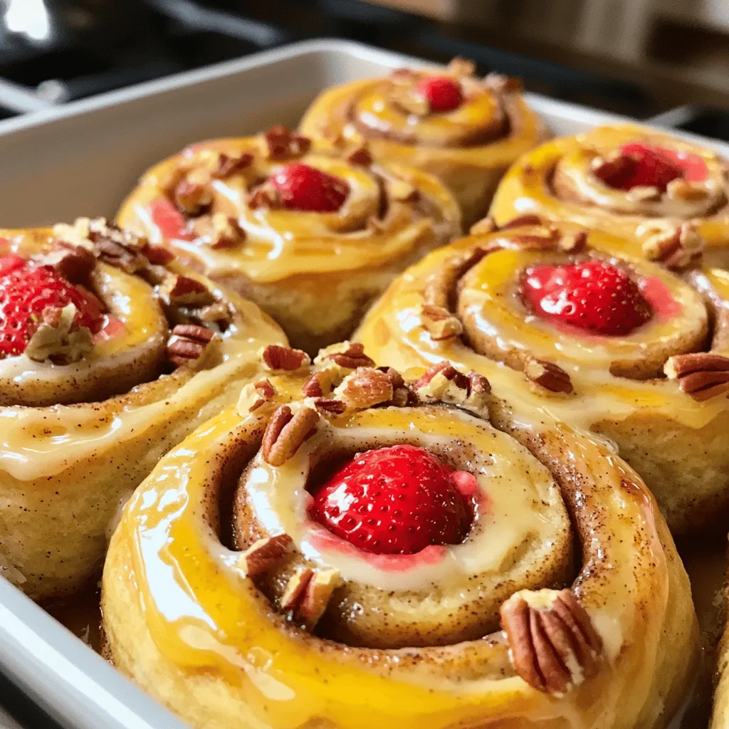 Strawberry Cheesecake Cinnamon Rolls with Pecans Delight