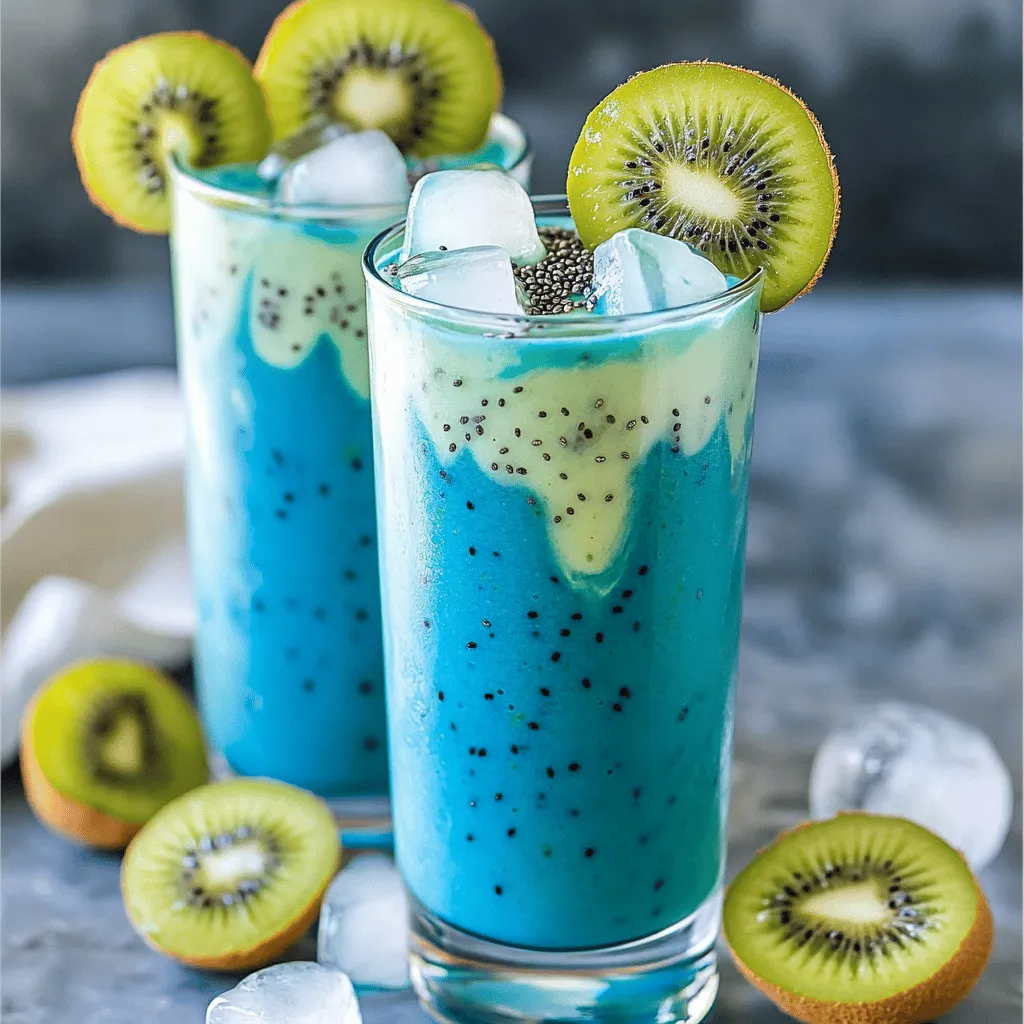 Blue Spirulina Mango Kiwi Smoothie Refreshing Treat