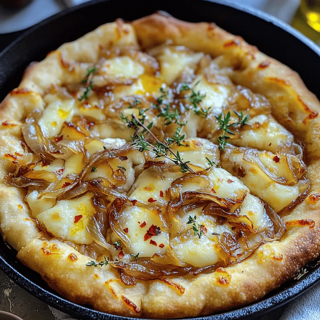 Caramelized Onion Gruyere Skillet Pizza Delight