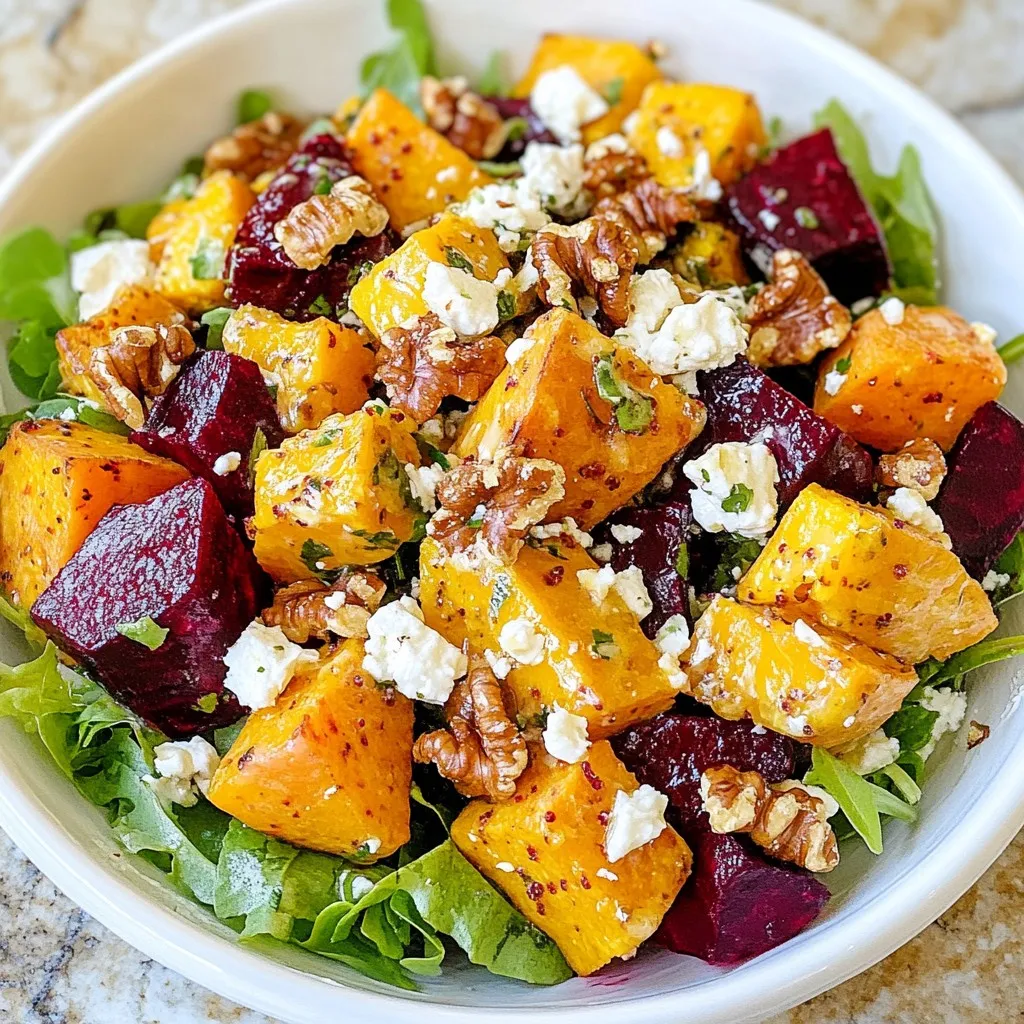 Roasted Beet &#038; Sweet Potato Salad with Flavorful Dressing