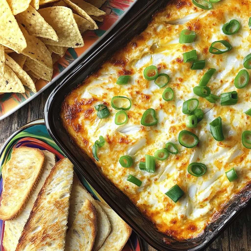 The hot walleye dip recipe shines thanks to its simple yet flavorful ingredients. First, you need walleye fillets, cooked and flaked. This fish gives the dip its rich and hearty base. Next, cream cheese acts as the backbone, making the dip creamy and smooth.