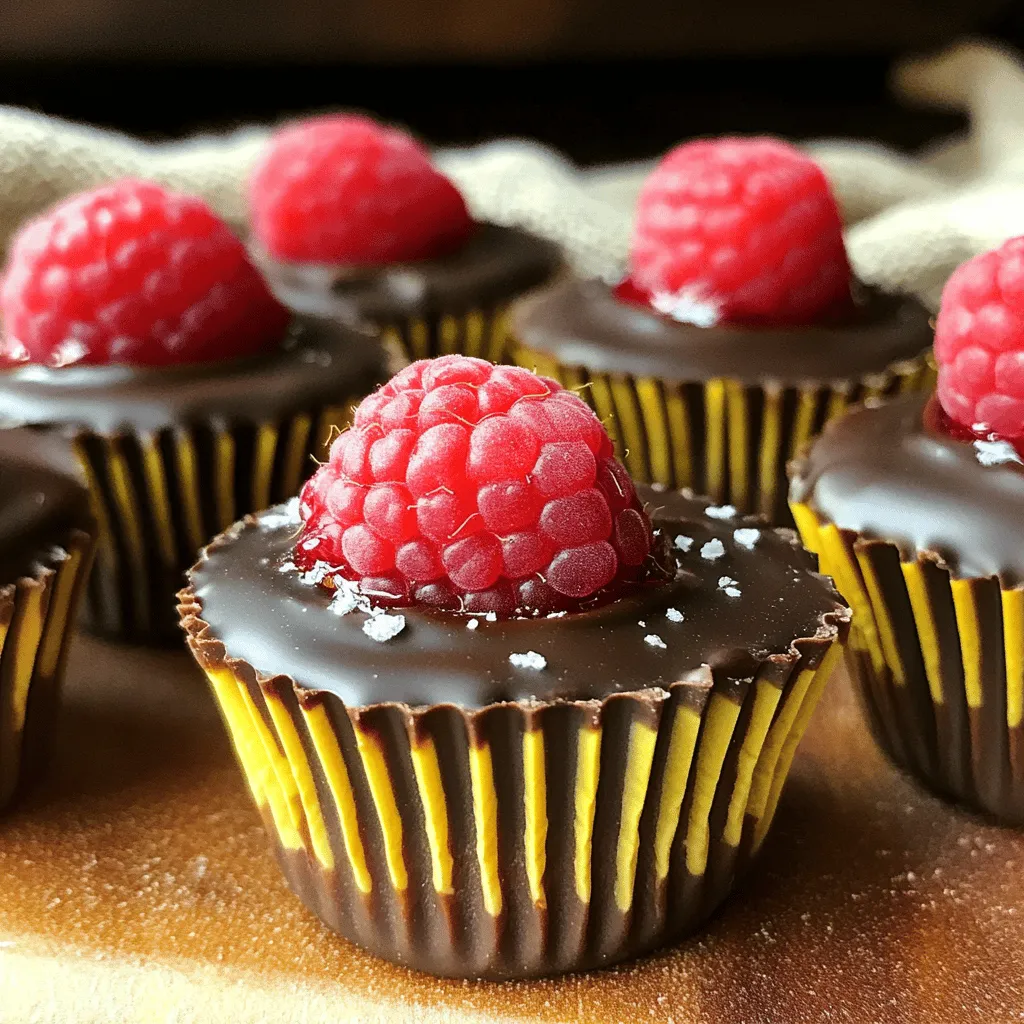 - 1 cup dark chocolate chips - 1/2 cup creamy peanut butter - 1/4 cup powdered sugar - 1/4 teaspoon vanilla extract - 1 cup fresh raspberries - Sea salt for garnishing