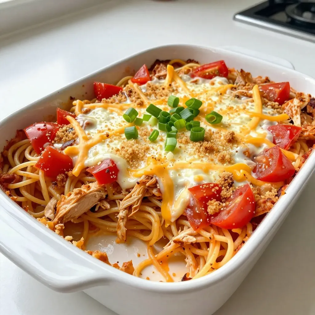 Spicy Cheesy Chicken Spaghetti Casserole Delight