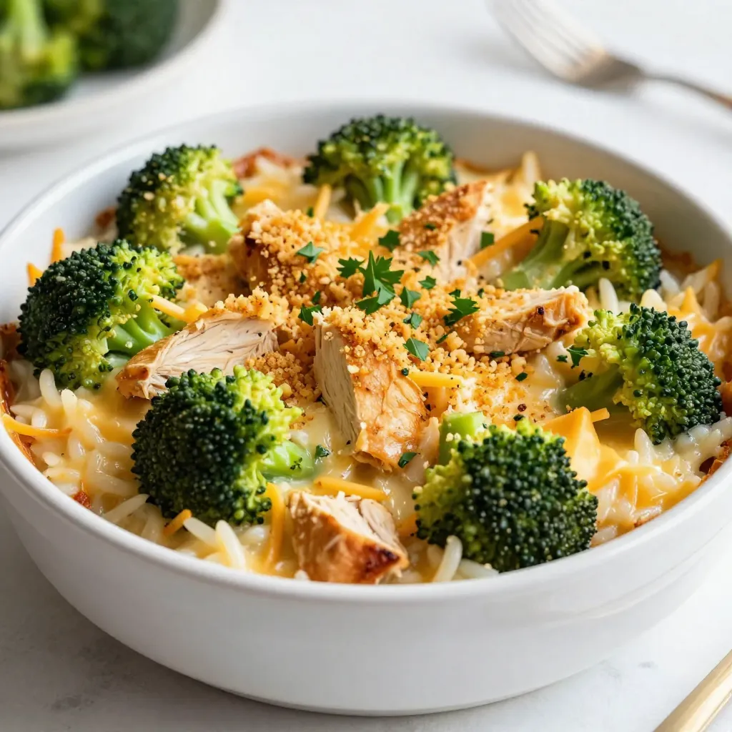 Cheesy Chicken Broccoli Rice Casserole Delight