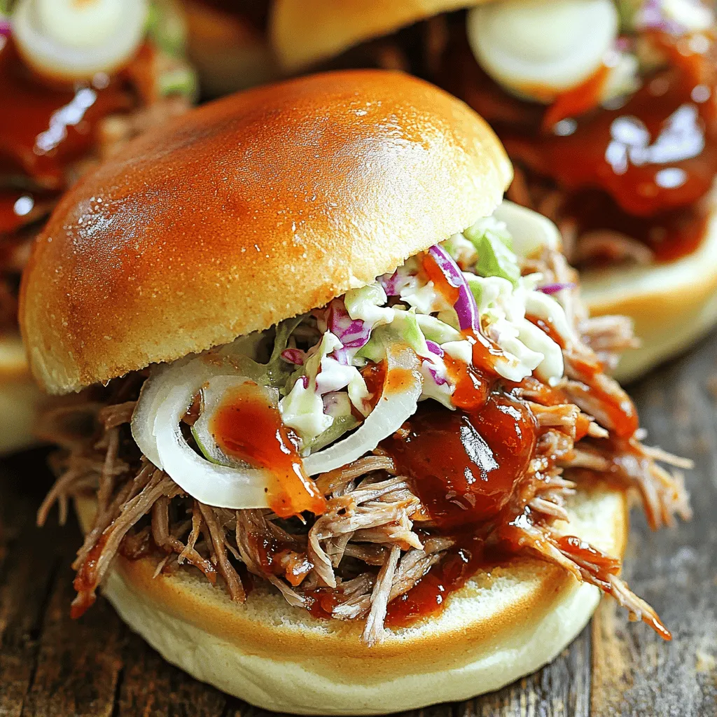 To make a great crockpot pulled pork recipe, you need some key ingredients. First, choose a pork shoulder or pork butt. This cut has enough fat for flavor and tenderness.