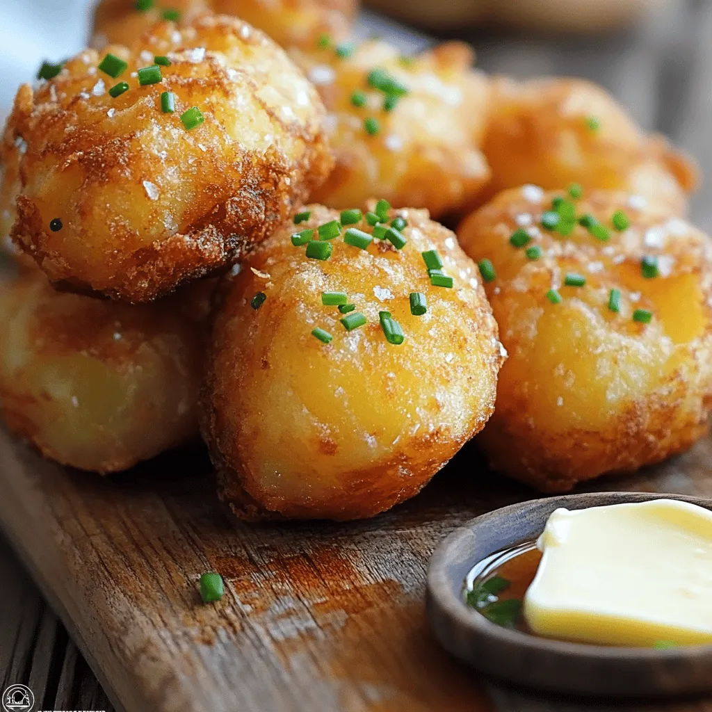 - 1 lb (450g) potatoes, preferably starchy (like Russet or Maris Piper) - 1 cup (120g) all-purpose flour, plus extra for dusting - 1/2 tsp baking powder - 1/2 tsp salt - 2 tbsp butter, melted (plus extra for frying) - 1/4 cup (60ml) milk or buttermilk (optional) - Fresh chives or scallions, finely chopped (optional, for garnish)