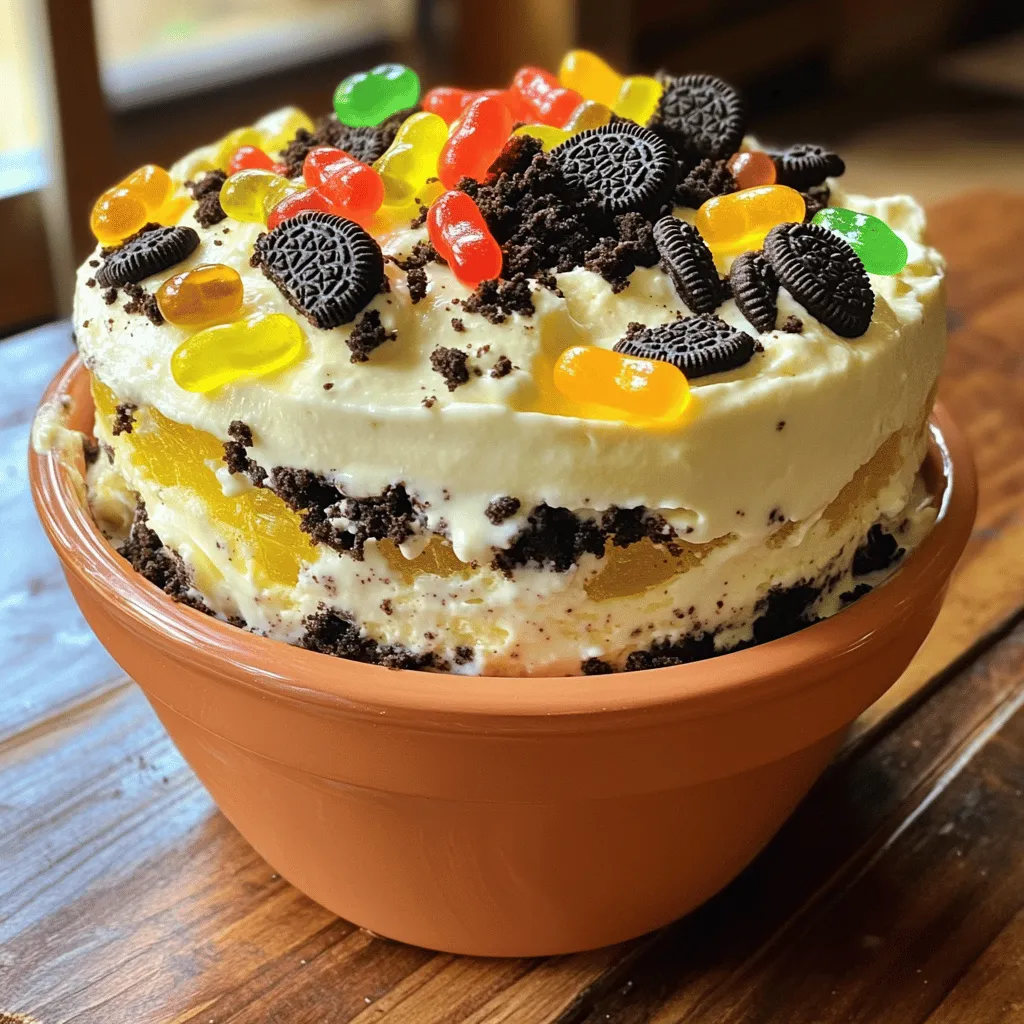 To make a tasty Oreo Dirt Cake, gather these simple ingredients: