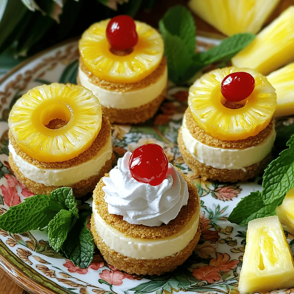 To make the mini pineapple upside-down cheesecakes, gather these ingredients: