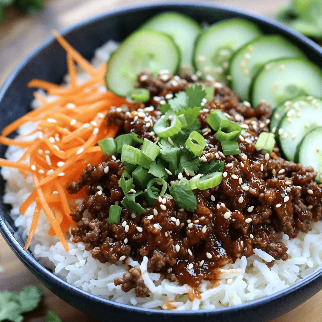 To make a Korean ground beef bowl, you need simple yet tasty ingredients. The main star is 1 pound of ground beef. This beef gives the dish its rich flavor and satisfying texture.