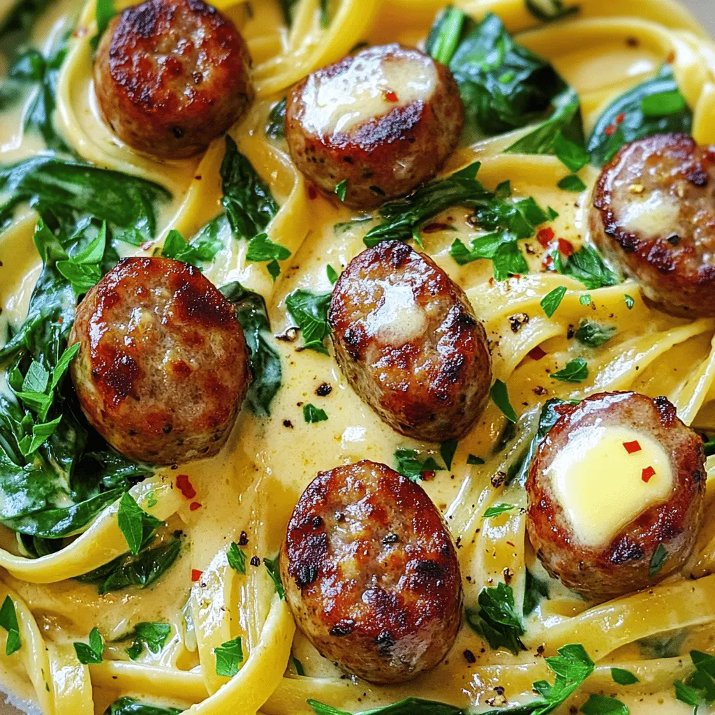 Garlic Butter Sausage Bites with Creamy Parmesan Pasta