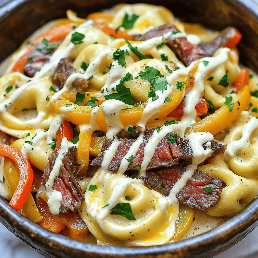 Savory Cheesesteak Tortellini in Creamy Provolone Sauce