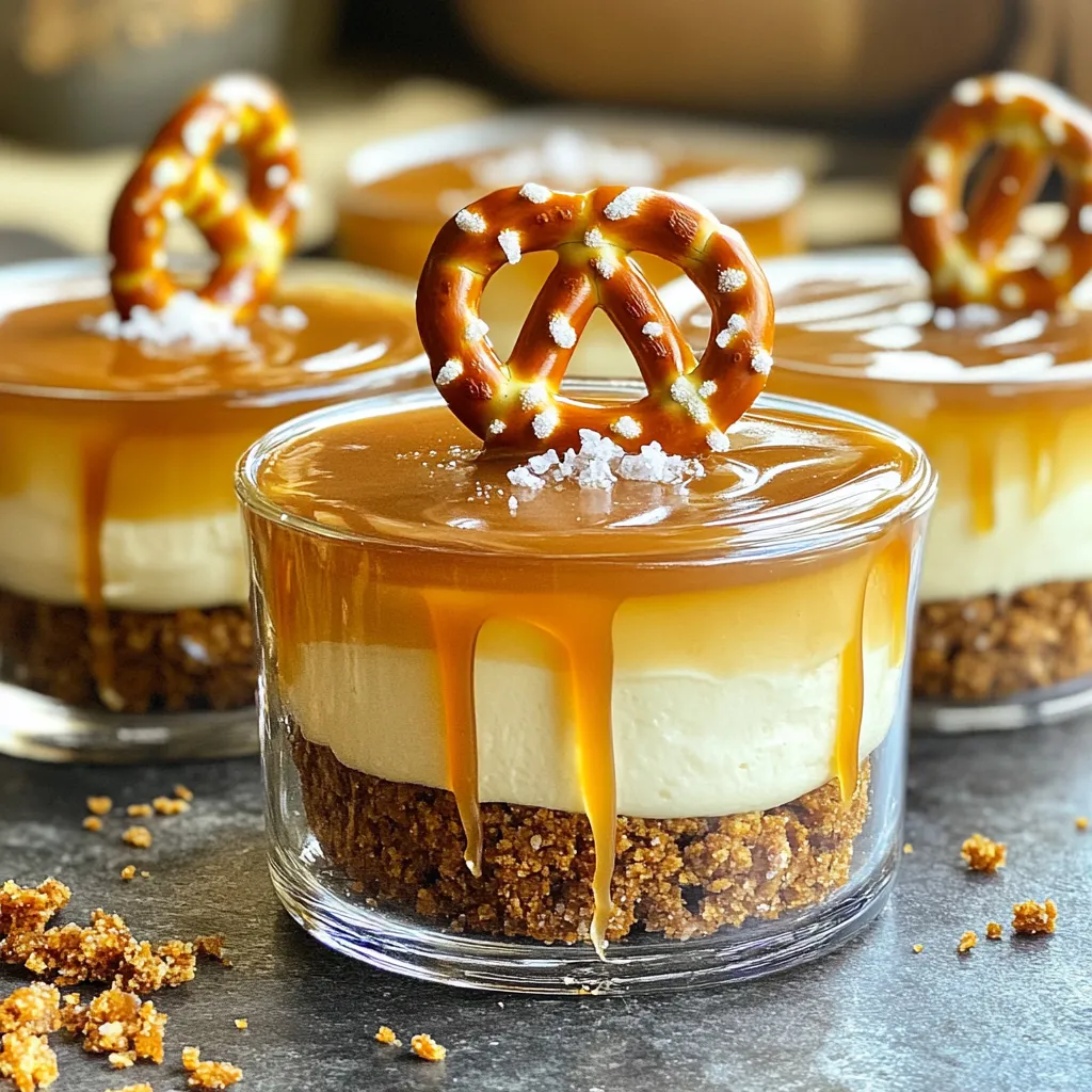 No-Bake Salted Caramel Pretzel Cheesecake Cups Delight