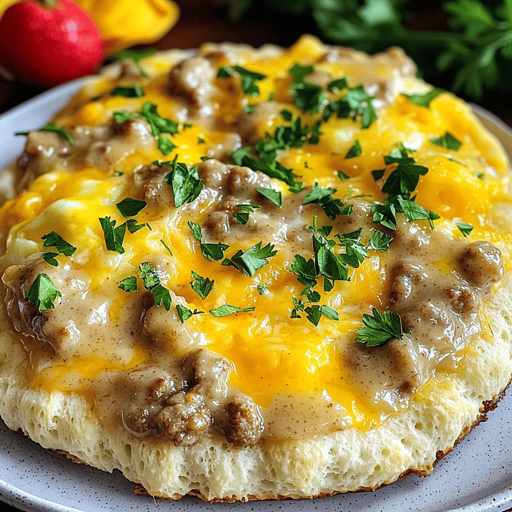 Biscuits and Sausage Gravy Breakfast Pizza Delight