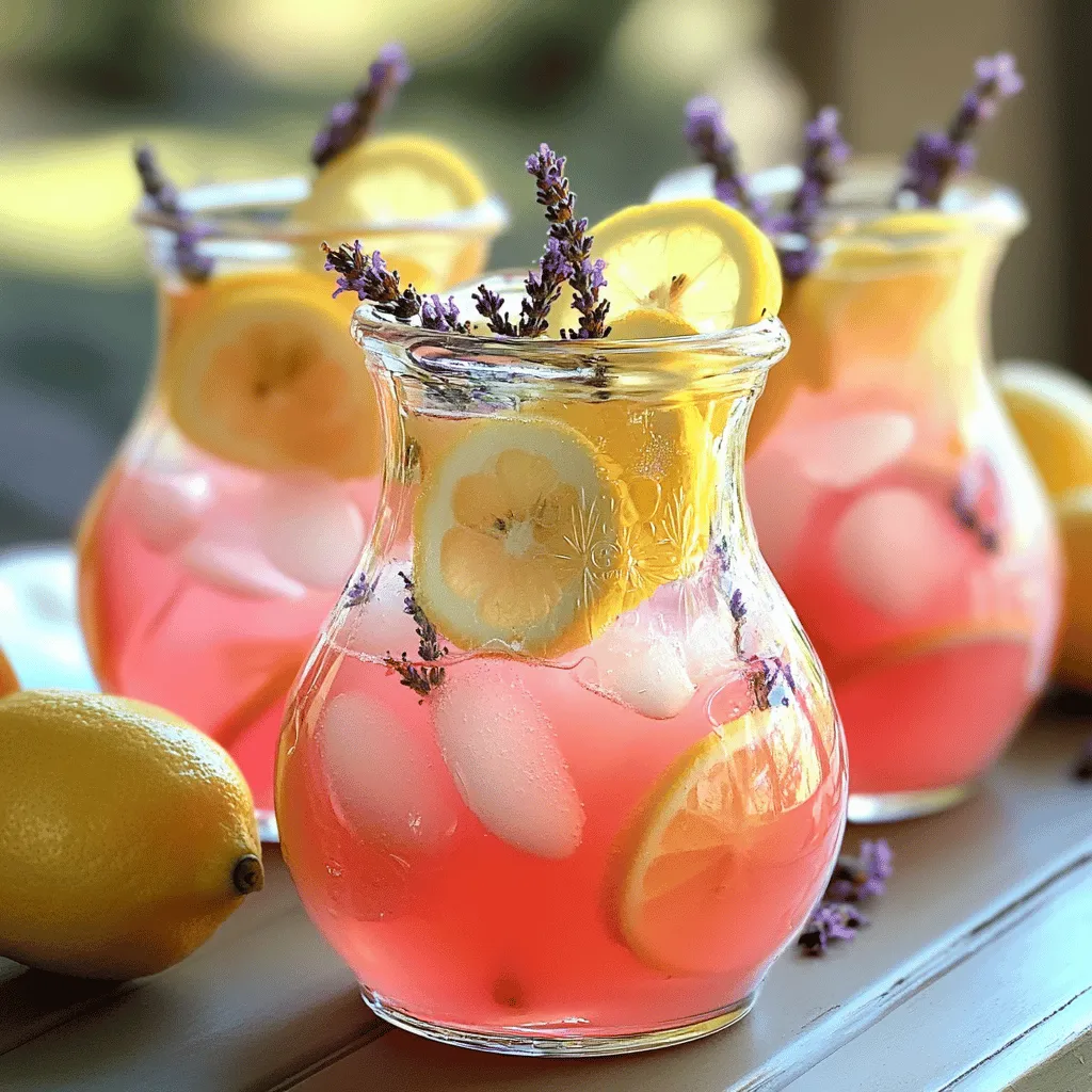 To make a pink lavender lemonade, you need only a few simple steps. Start by gathering your ingredients. You will need fresh lemon juice, lavender syrup, cold water, culinary lavender flowers, and ice. You can also add lemon slices and food-grade lavender essential oil for extra flavor.