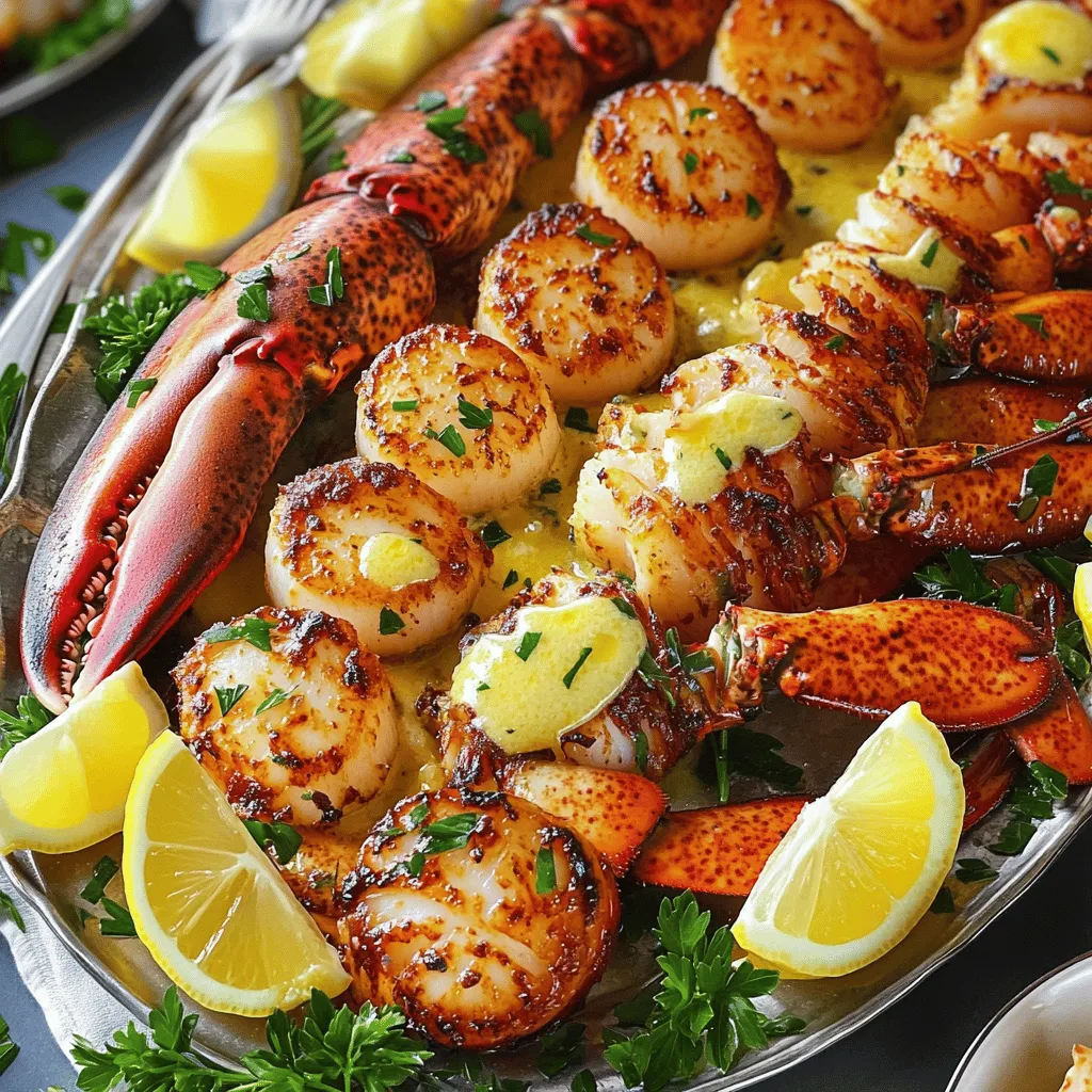 Garlic Butter Lobster Tail &#038; Scallops Feast Delight