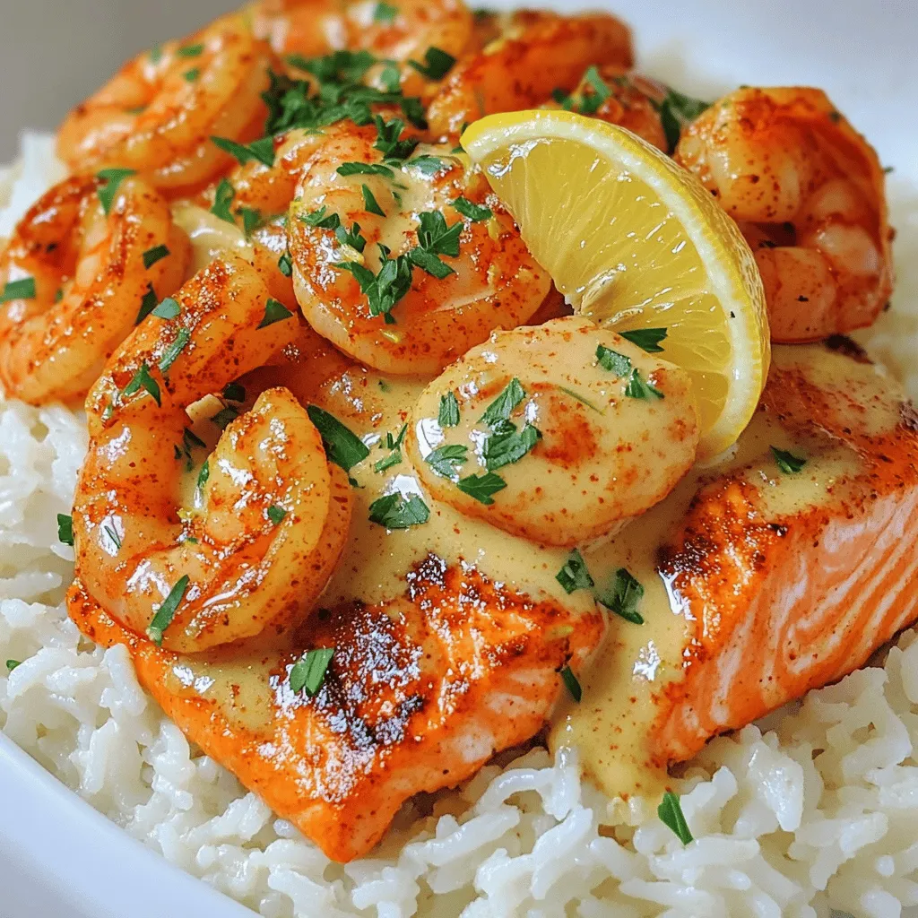 Cajun Shrimp &#038; Salmon with Garlic Cream Delight