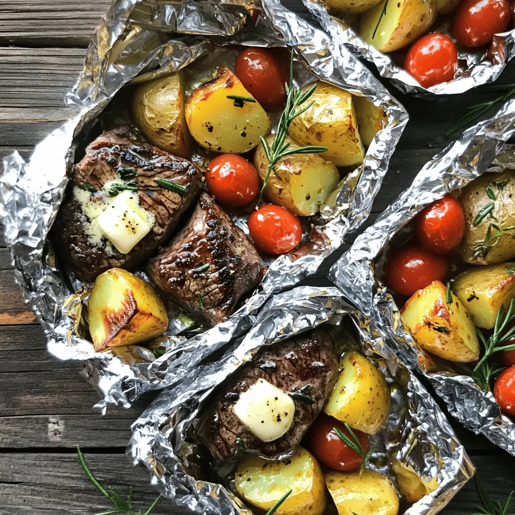 Garlic Butter Steak and Potato Foil Packets Delight