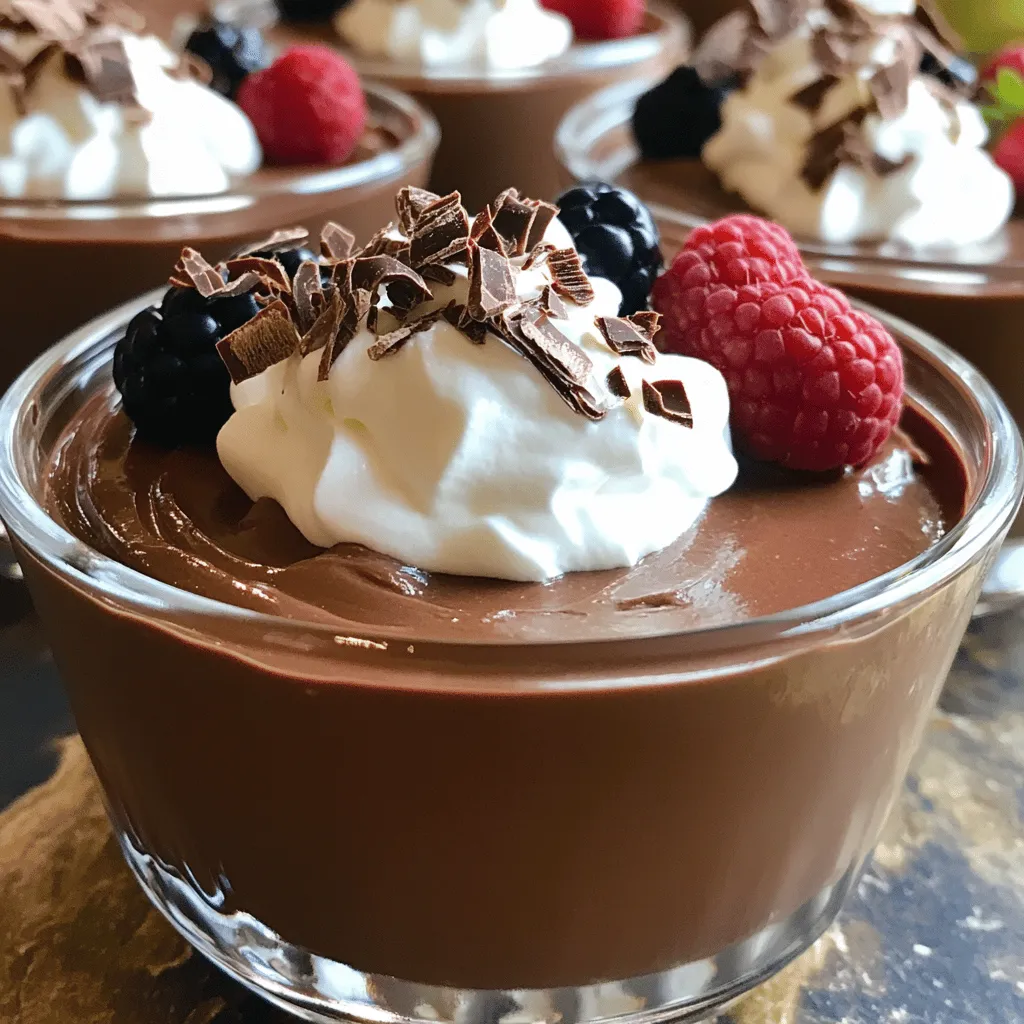 To make a rich chocolate mousse, you need just a few simple ingredients. The main item is dark chocolate, which should have at least 70% cocoa. This chocolate gives the mousse a deep flavor. You will also need unsalted butter, which makes the mousse smooth.