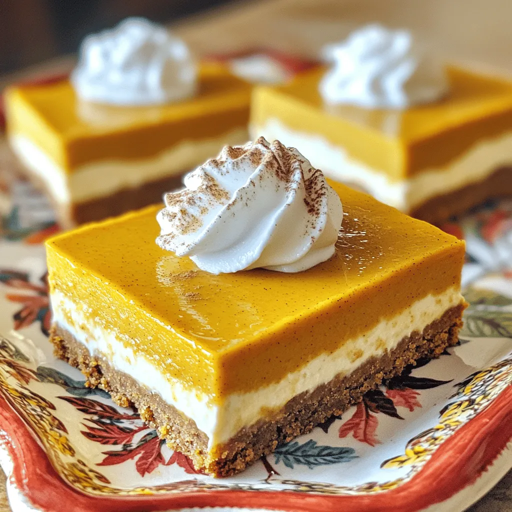No-Bake Pumpkin Cheesecake Bars with Gingersnap Crust