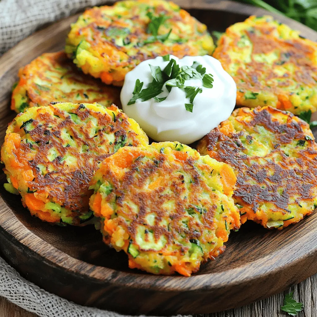 For tasty veggie fritters, you need these main ingredients: - 1 cup grated zucchini (squeezed to remove excess moisture) - 1 cup grated carrots - 1 cup finely chopped bell peppers (red, yellow, or green) - 1/2 cup finely chopped red onion