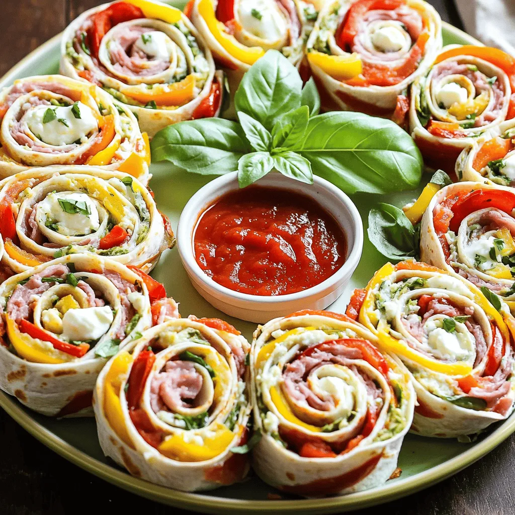 To make easy Italian pinwheels, you need simple ingredients. Gather four large spinach or tomato flour tortillas. Next, you will need eight ounces of softened cream cheese. This will be the base for your filling. You also need one cup of Italian-style deli meats like salami or prosciutto. Add one cup of shredded mozzarella cheese for a creamy texture.