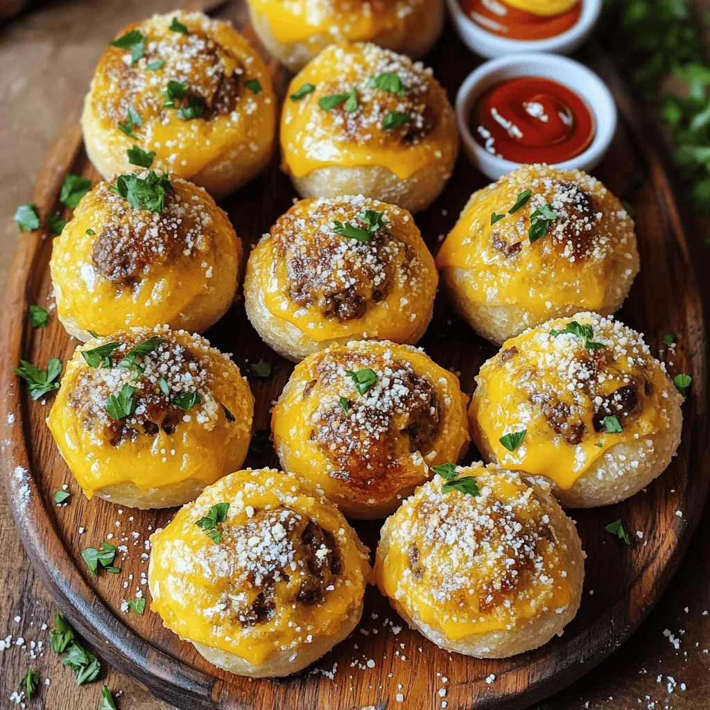 Irresistible Garlic Parmesan Cheeseburger Bombs are tasty bites filled with beef, cheese, and garlic. They are perfect for any gathering. You use biscuit dough to wrap the filling, making them easy to eat. Each bite delivers a burst of flavor that everyone loves.