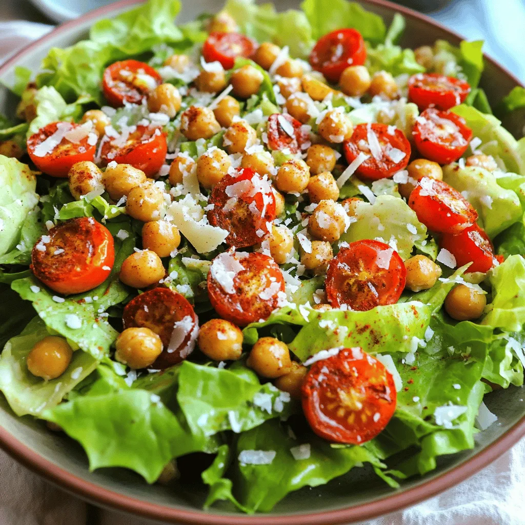 - 1 head of romaine lettuce - 1 cup cherry tomatoes - 1 cup canned chickpeas