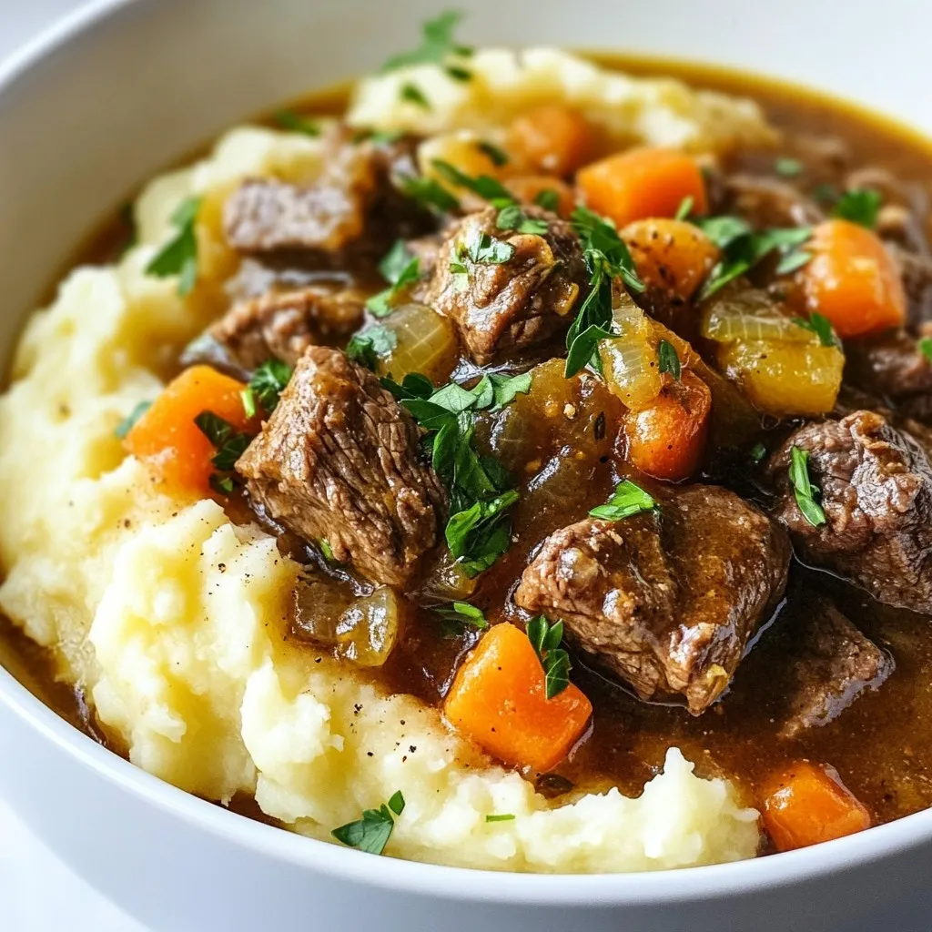 Apple Cider Beef Stew over Mash Comfort Food Delight