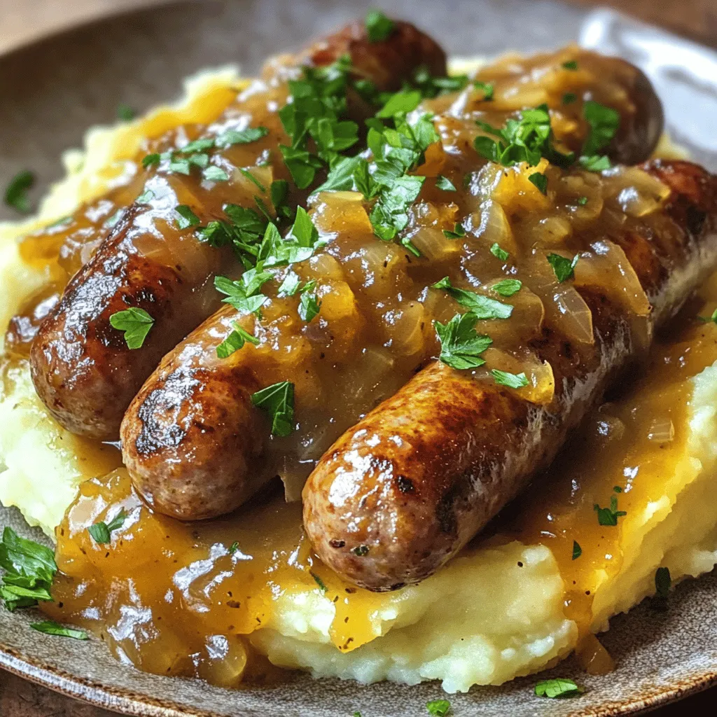 - 4 high-quality sausages (pork or chicken) - 4 large potatoes, peeled and diced - 1 cup milk - 4 tablespoons butter - Salt and pepper, to taste