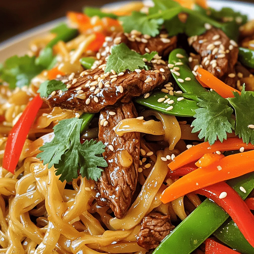 For a great Hoisin Beef Noodles dish, you need specific ingredients. First, the flat rice noodles create a lovely base. They soak up the sauce and add a chewy texture. Next, use beef sirloin, as it is tender and flavorful.
