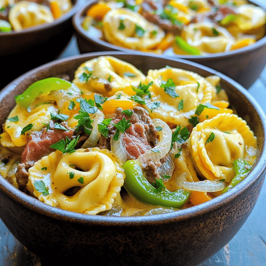 To make cheesesteak tortellini in rich provolone sauce, you need quality ingredients. First, choose cheese tortellini. Fresh tortellini adds a soft bite, while frozen is a great option too. Both work well in this dish.