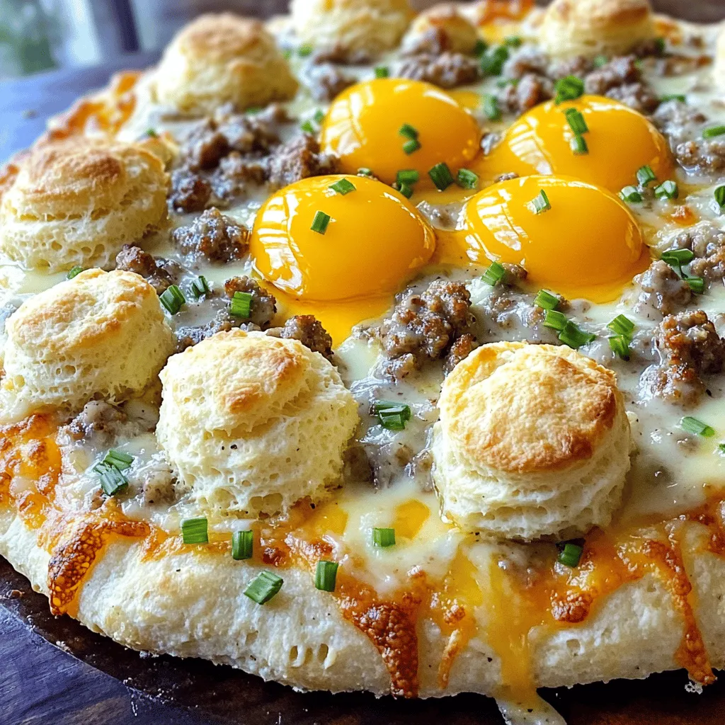 Savory Biscuits and Sausage Gravy Breakfast Pizza Recipe