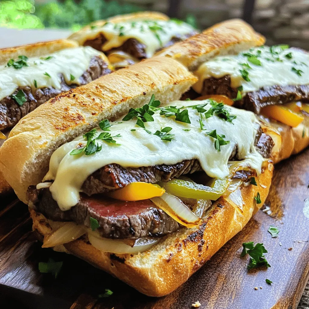 - Sirloin steak - Olive oil - Onion - Bell pepper - Garlic - Worcestershire sauce - Salt and pepper - Hoagie rolls - Provolone cheese - Fresh parsley