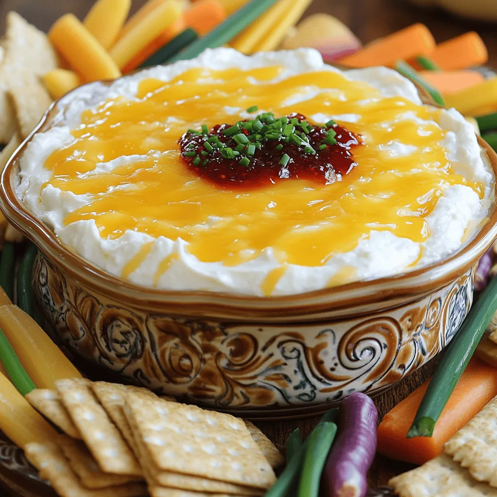For a great pepper jelly cheese dip recipe, you need just a few key ingredients. The main base is cream cheese. It gives the dip a rich and smooth texture. Next, you’ll want cheddar cheese. I recommend sharp cheddar for a bolder taste. The pepper jelly adds a sweet and spicy kick, making every bite exciting.