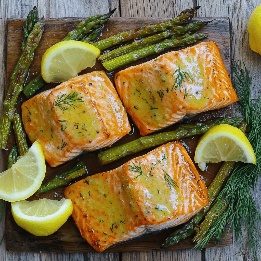 Baked Salmon in Foil with Asparagus and Zesty Sauce