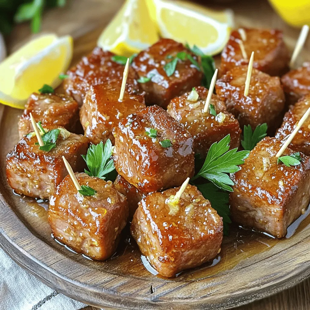 The key to making garlic pork bites lies in a few simple ingredients. First, you need quality pork. I recommend pork tenderloin. This cut is lean and tender. It cooks quickly, making it perfect for this dish.