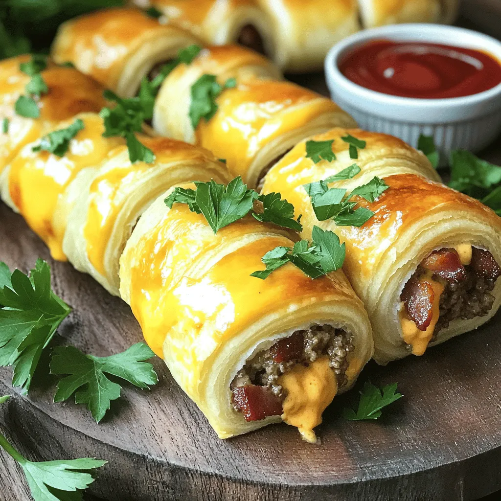 The key to great garlic butter bacon cheeseburger rollups lies in your ingredients. You need quality ground beef, fresh bacon, and creamy cheddar cheese. Ground beef brings a hearty flavor, while cooked bacon adds a crunchy texture. Shredded cheddar melts beautifully and ties the flavors together.