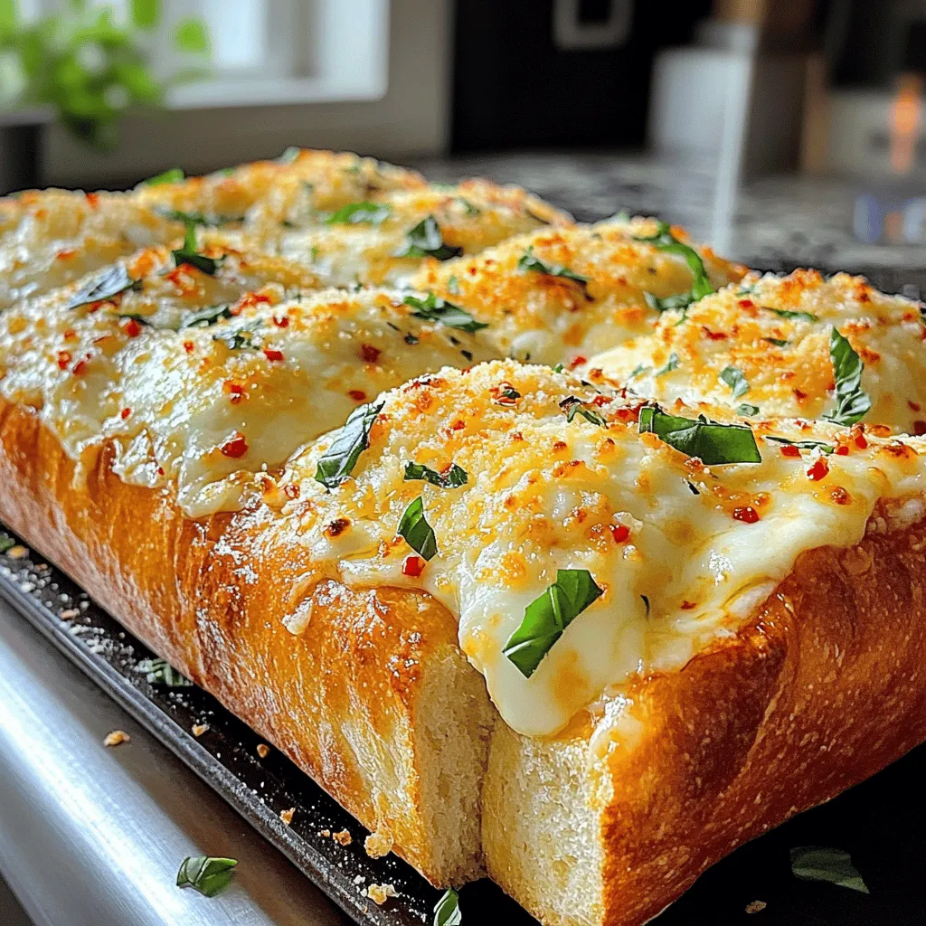 The key to a great cheesy garlic bread recipe lies in the ingredients. You need a crusty loaf to hold all that flavor. I love using Italian or French bread because they are sturdy. They soak up the garlic butter well but stay crispy on the outside.