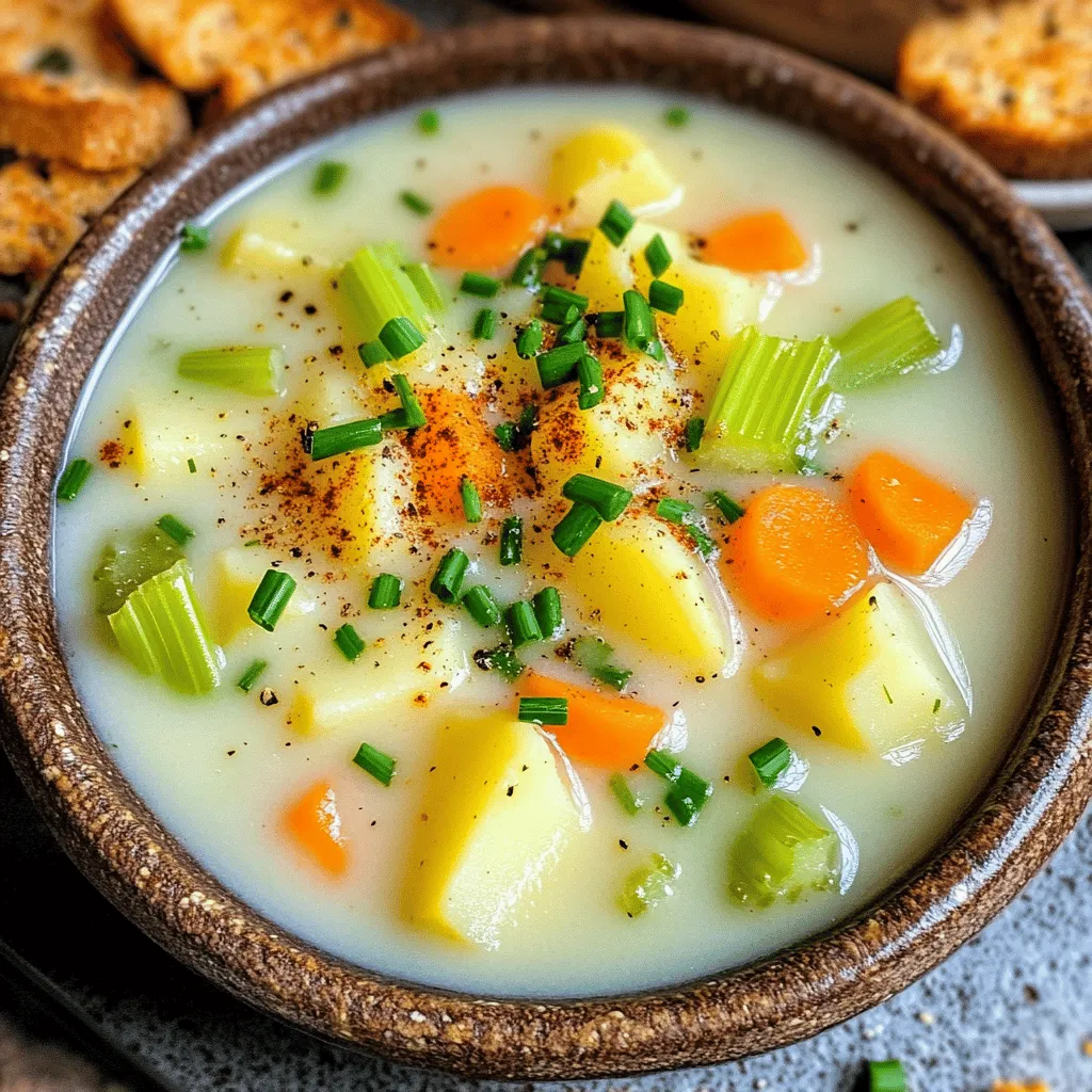When making a classic German potato soup, certain ingredients stand out. First, you need potatoes. I suggest using medium starchy potatoes, like Russets. They break down well and add creaminess to your soup.