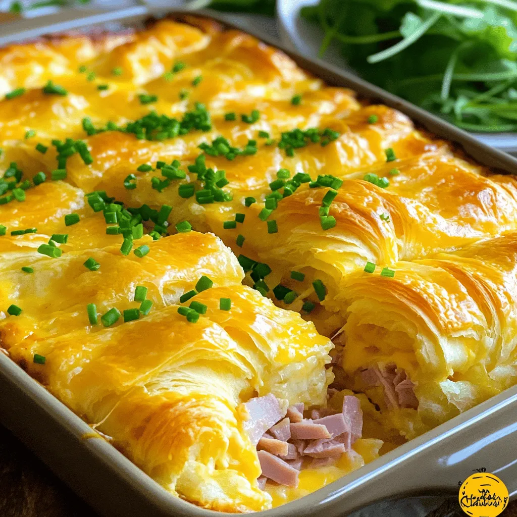 Ham and Cheese Croissant Breakfast Casserole Delight