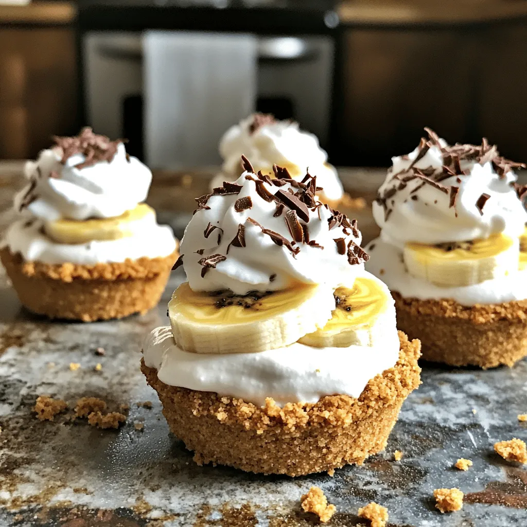 To make these no-bake mini banana cream pies, you need simple ingredients. Here is the list of what you will need: