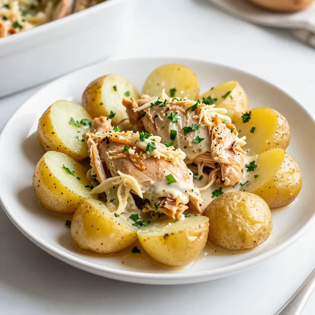 Garlic Parmesan Crockpot Chicken and Potatoes Delight