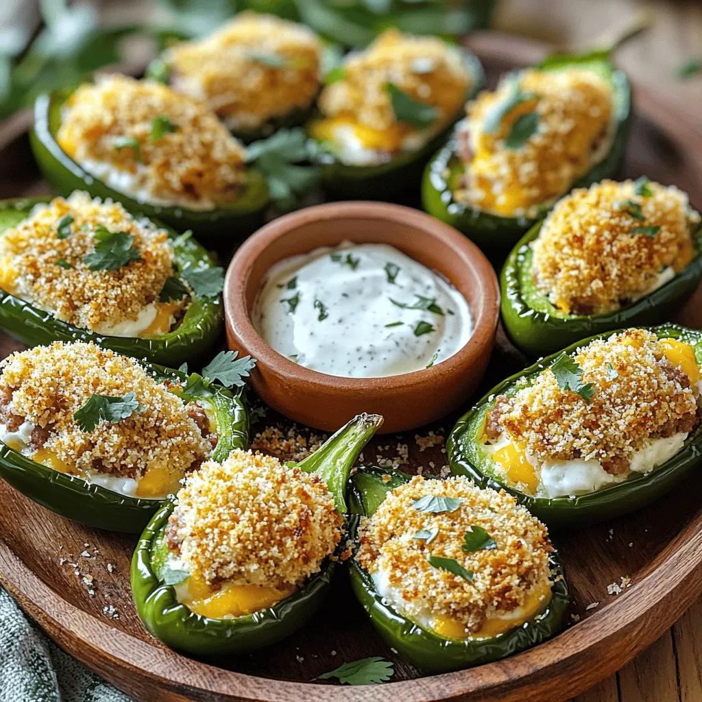 To make air fryer armadillo eggs, you need a few key items. First, grab 6 large jalapeño peppers. These add heat and flavor. You will also need 1 pound of breakfast sausage. Choose mild for a gentle taste or spicy for more kick. Next, include 1 cup of shredded cheddar cheese and 1/2 cup of softened cream cheese. These create a creamy, cheesy filling. Lastly, get 1/2 cup of breadcrumbs, some garlic powder, onion powder, smoked paprika, salt, and pepper to season.