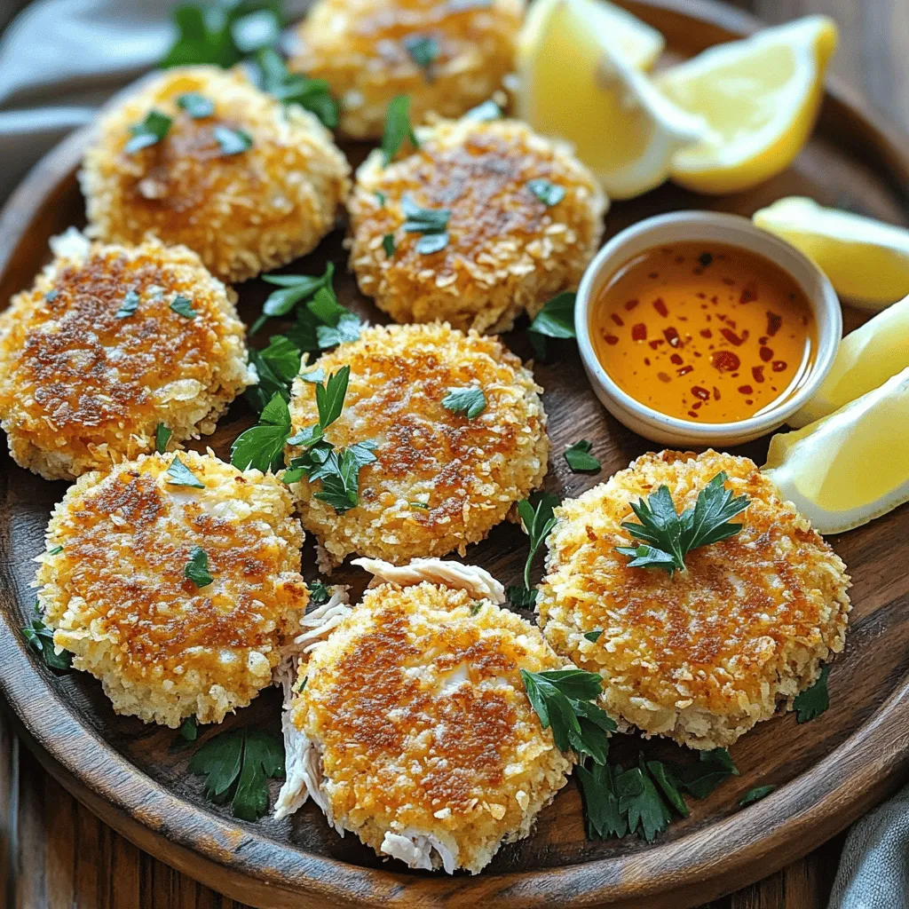 Chicken patties, or easy chicken cakes, are a tasty and simple meal option. They are made by mixing shredded chicken with breadcrumbs and spices. This mix forms small, round cakes, perfect for frying. Their crunchy outside and moist inside make them a hit with both kids and adults.