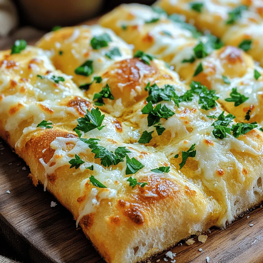 Focaccia cheesy garlic bread is simple yet packed with flavor. The main ingredient is all-purpose flour. It gives the bread its structure. You want to use two cups for this recipe.