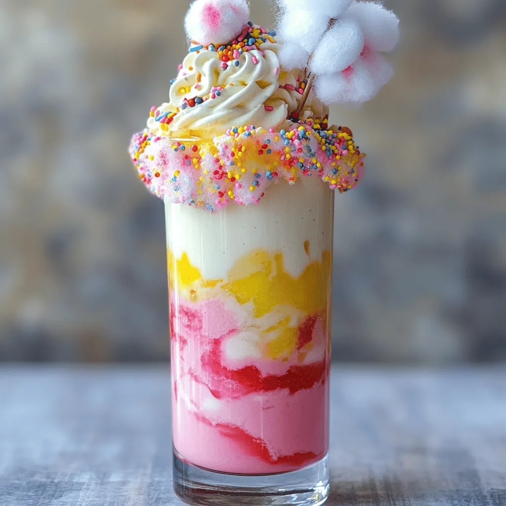To make a tasty cotton candy milkshake, you