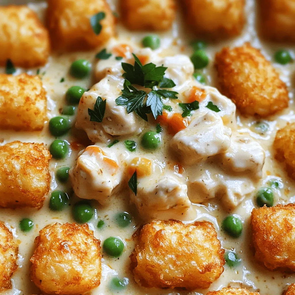 Savory Creamy Chicken Alfredo Tater Tot Casserole Delight