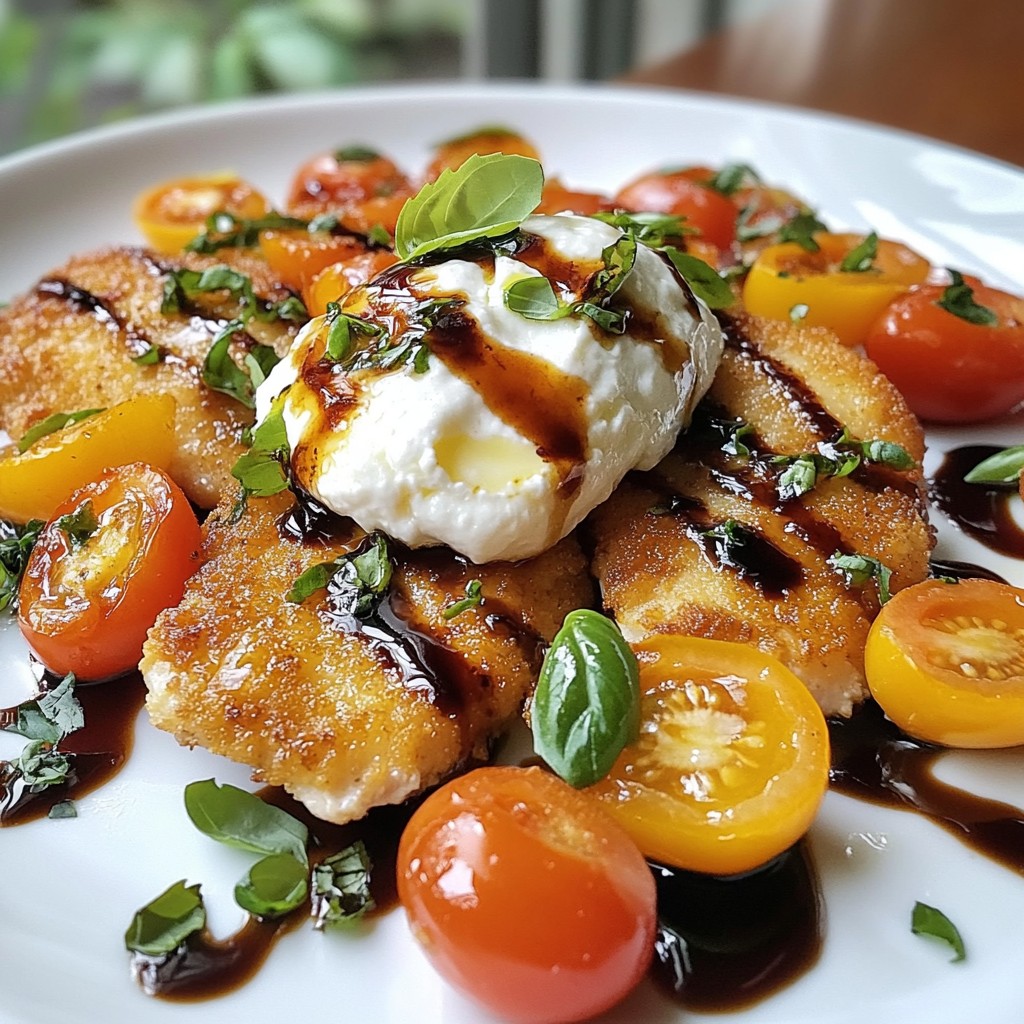Basil Chicken Cutlets with Tomato Burrata Delight