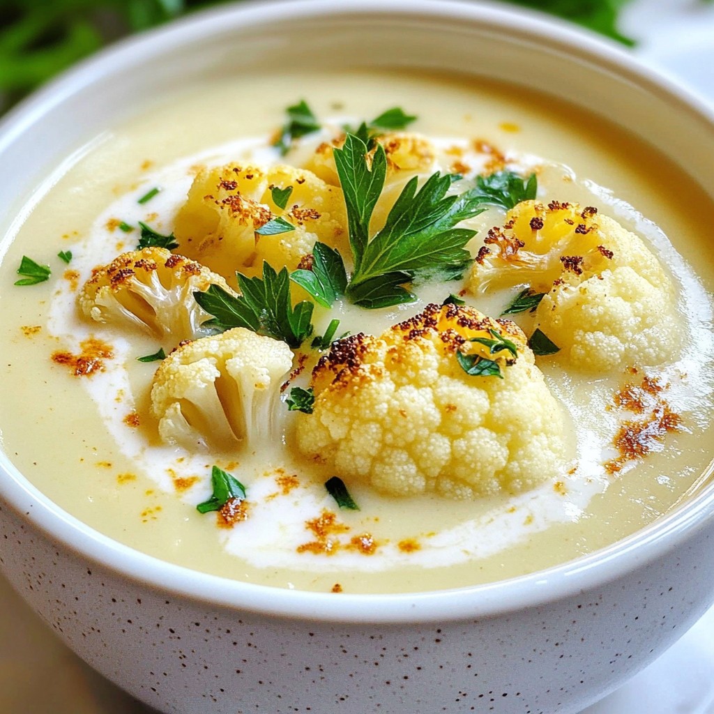 Creamy Soup Roasted Cauliflower with Garlic Delight