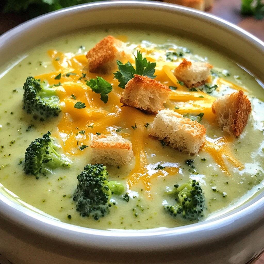Creamy Broccoli and Cheddar Soup Deliciously Easy Recipe